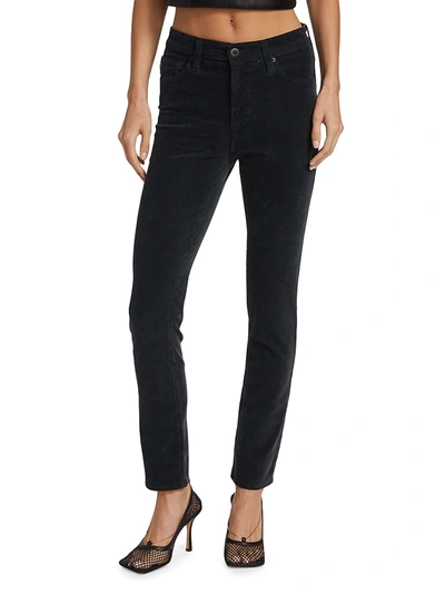 Shop Ag Women's Mari Mid-rise Stretch Skinny Jeans In Sulfur Black