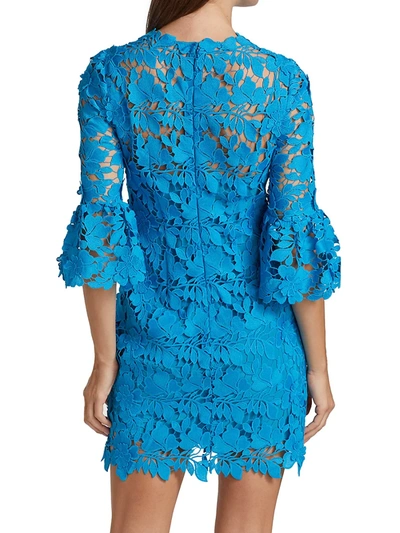 Shop Monique Lhuillier Women's Floral Lace Mini-dress In Ocean