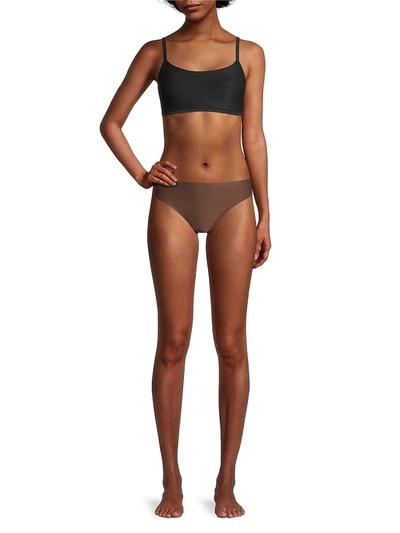 Shop Chantelle Soft Stretch Seamless Regular Rise Thong In Grey Sky