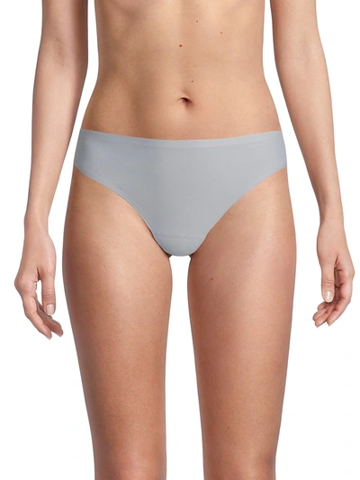 Shop Chantelle Soft Stretch Seamless Regular Rise Thong In Grey Sky