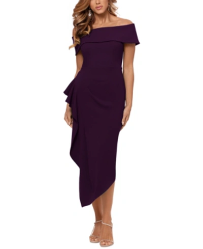 Shop Betsy & Adam Off-the-shoulder Ruffle Dress In Mulberry