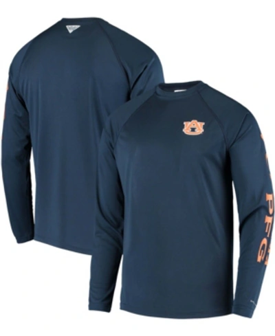 Columbia Men's Pfg Navy Auburn Tigers Terminal Tackle Omni-shade Long Sleeve T-shirt In Navy