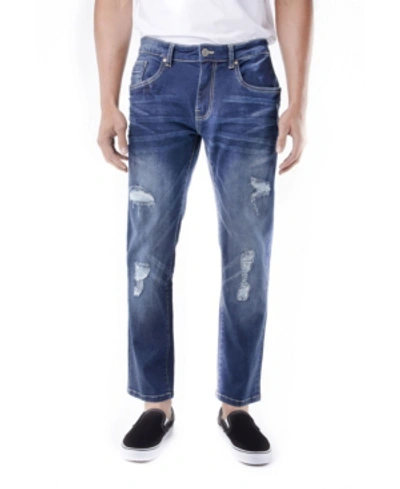 Shop X-ray Men's Stretch Distressed Skinny Jeans In Dark Blue