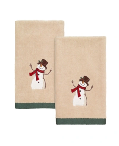 Avanti Friends Gather Holiday 2-pc. Fingertip Towel Set, 18" X 12" In Tan