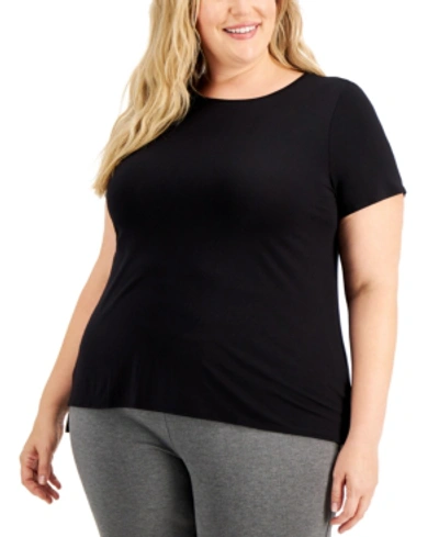 Shop Alfani Plus Size Solid T-shirt, Created For Macy's In Deep Black