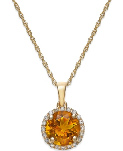 MACY'S BLUE TOPAZ (1-1/2 CT. T.W.) AND DIAMOND ACCENT PENDANT NECKLACE IN 14K WHITE GOLD (ALSO AVAILABLE IN 