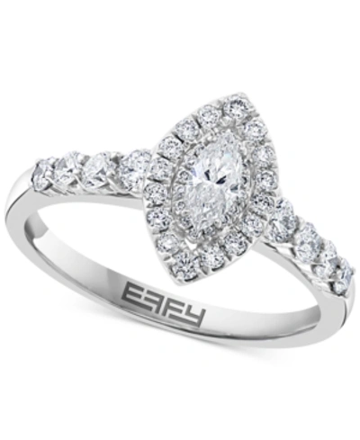 Shop Effy Collection Effy Diamond Marquise Halo Engagement Ring (3/4 Ct. T.w.) In 14k White Gold