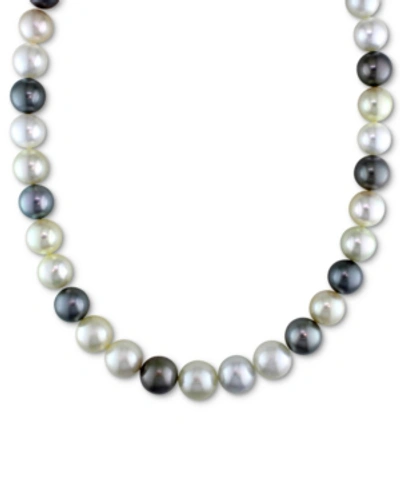 Macy's Multicolor Cultured South Sea & Tahitian Pearl (10-12-1/2mm) Strand 18" Collar Necklace In Yellow Gold