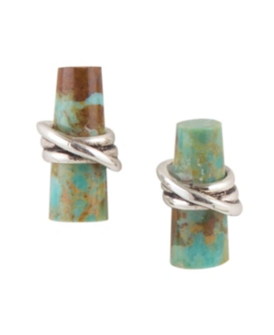 Shop Barse Criss Cross Stud Earrings In Turquoise