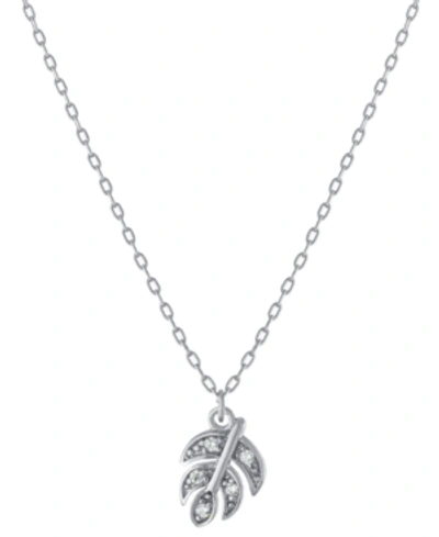 Shop Giani Bernini Cubic Zirconia Leaf Pendant Necklace In Sterling Silver, 16" + 2" Extender, Created For Macy's