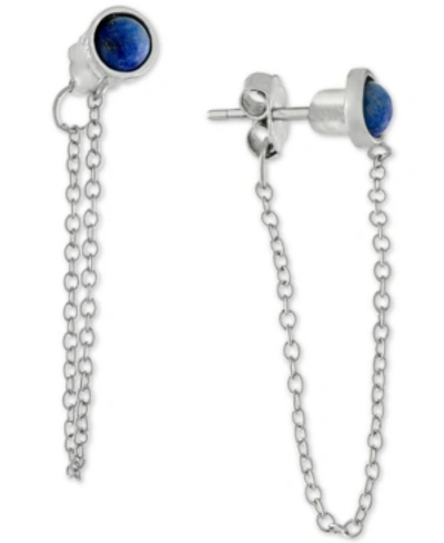 Giani Bernini Lapis Front & Back Chain Drop Earrings In Sterling Silver, Created For Macy's In Lapis