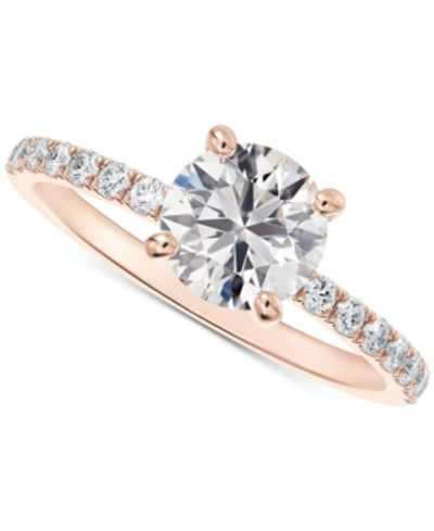 Shop De Beers Forevermark Portfolio By  Diamond Solitaire Round-cut Pave Engagement Ring (3/4 Ct. T.w.) In In Rose Gold