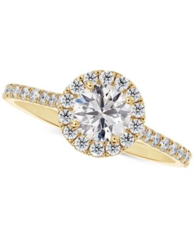 Shop De Beers Forevermark Portfolio By  Diamond Halo Pave Band Engagement Ring (1/2 Ct. T.w.) In 14k Gold In Yellow Gold