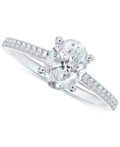 Shop De Beers Forevermark Portfolio By  Diamond Oval-cut Cathedral Solitaire & Pave Engagement Ring (7/8 C In White Gold