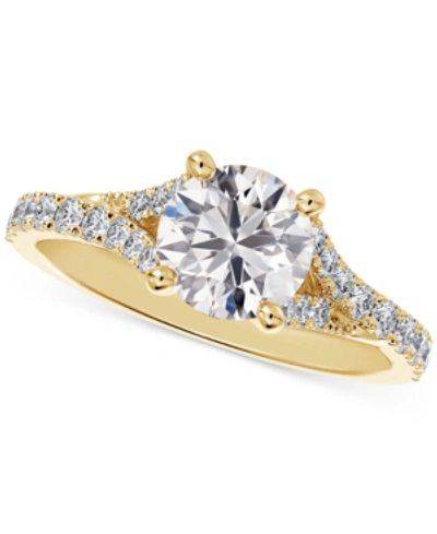 Shop De Beers Forevermark Portfolio By  Diamond Split Shank Engagement Ring (5/8 Ct. T.w.) In 14k White Go In Yellow Gold