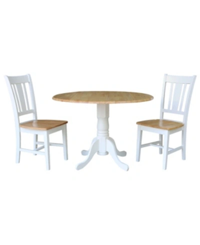 Shop International Concepts 42" Dual Drop Leaf Table With 2 San Remo Splatback Chairs, 3 Piece Dining Set In White