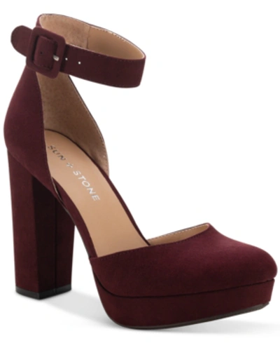 Shop Sun + Stone Estrella Block-heel Pumps, Created For Macy's Women's Shoes In Purple Micro