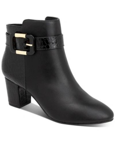 Shop Karen Scott Ivyy Mixed-media Booties, Created For Macy's In Black Smooth