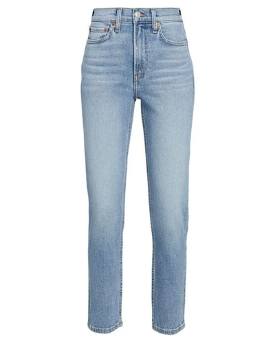 Shop Re/done 90s High-rise Ankle Crop Jeans In Soft Indigo