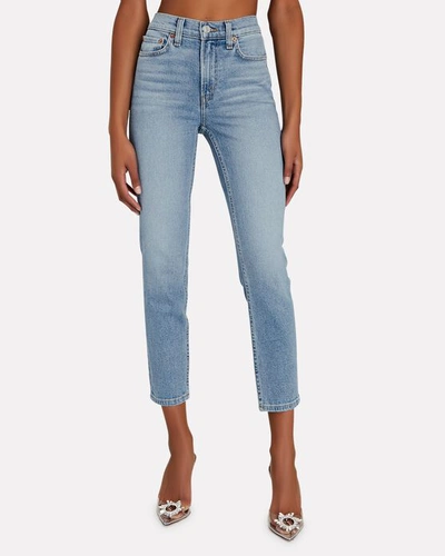 Shop Re/done 90s High-rise Ankle Crop Jeans In Soft Indigo