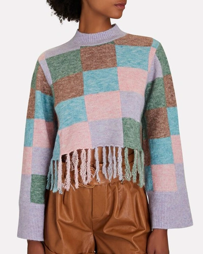 Shop Alemais Fringed Wool-blend Patchwork Sweater In Multi