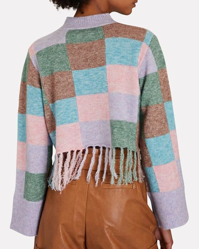 Shop Alemais Fringed Wool-blend Patchwork Sweater In Multi