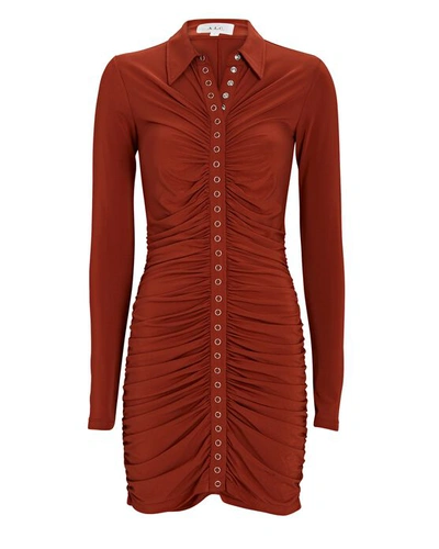 Shop A.l.c Larsen Ruched Polo Mini Dress In Brown