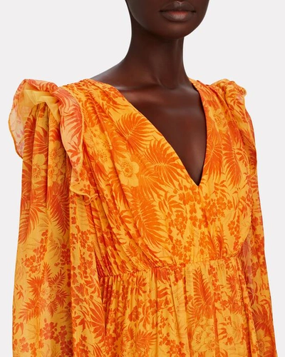 Shop Amur Allegra Ruffled Silk Midi Dress In Multi