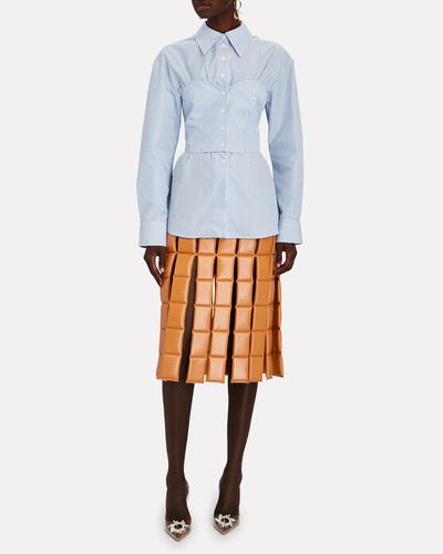 Shop A.w.a.k.e. Quilted Faux Leather Midi Skirt In Brown