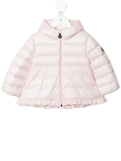 Shop Moncler Ruffle-trimmed Puffer Jacket In Pink