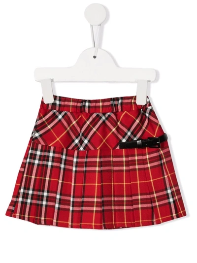 Shop Piccola Ludo Tartan-print Flared Skirt In Red