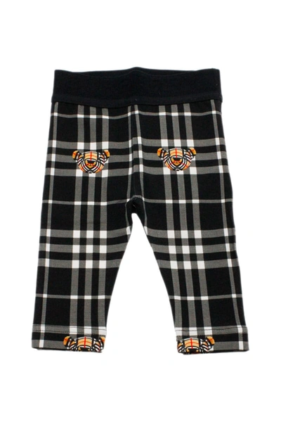 Shop Burberry Check Leggings In Cotton With Elastic Waistband With Thomas Bear Print In Black