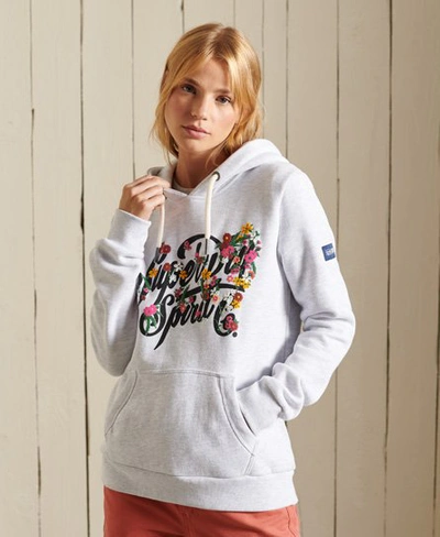 Superdry Women's Script Style Floral Hoodie Light Grey | ModeSens