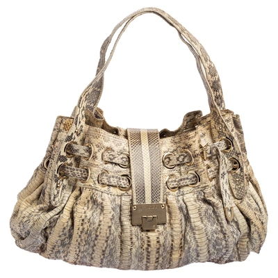 Pre-owned Jimmy Choo Grey/white Water Snake Ramona Shoulder Bag