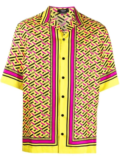 Shop Versace Informal Foulard Print Monogram Shirt In Yellow