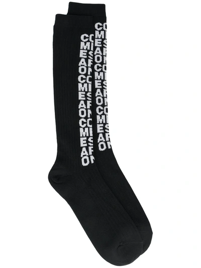 Shop Comme Des Garçons Homme Deux Intarsia-knit Knee-length Socks In Black