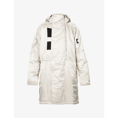 Shop Givenchy Mens Pearl Grey Brand-embroidered Shell Hooded Parka Jacket 36