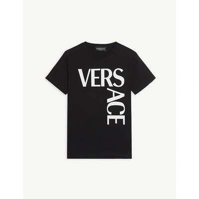 Shop Versace Girls Balck/white Kids Logo-print Cotton T-shirt 4-14 Years 8 Years