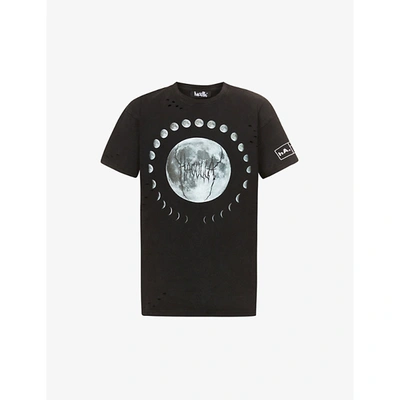 Shop Haculla Mens Black Dark Phases Cotton T-shirt Xl