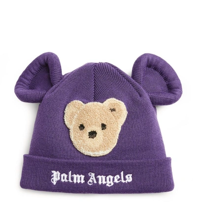 Shop Palm Angels Embroidered Teddy Bear Beanie In Purple