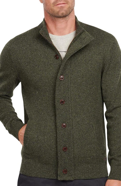 Shop Barbour Tisbury Zip Sweater In Dark Seaweed