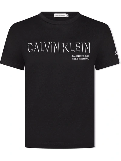 Shop Calvin Klein Logo-print Organic Cotton T-shirt In Black
