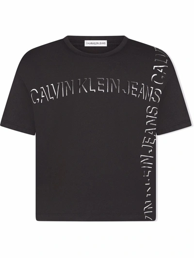 Shop Calvin Klein Logo-print Cotton T-shirt In Black