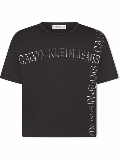 Calvin Klein Logo-print Cotton T-shirt In Black