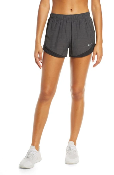 Shop Nike Dri-fit Tempo Running Shorts In Black Heather/ Wolf Grey