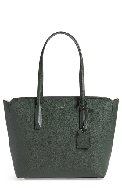 Shop Kate Spade Medium Margaux Leather Tote In Deep Evergreen