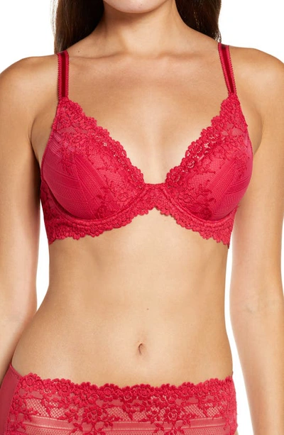 Shop Wacoal Embrace Lace Underwire Contour Bra In Persian Red