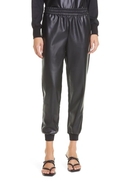 Shop Alice And Olivia Pete Faux Leather Jogger Pants In Black