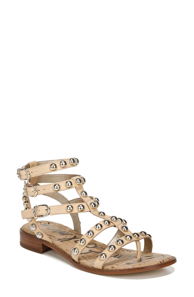 Shop Sam Edelman Eavan Studded Sandal In Natural Sand Leather