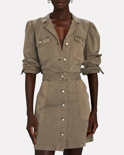 Shop Rails Lisette Twill Mini Shirt Dress In Olive/army